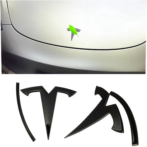 YHCDSEA Metal Badge Replacement Sticker fit for Model 3 Front Back Trunk Replace Emblem Stickers Accessories (Glossy Black)