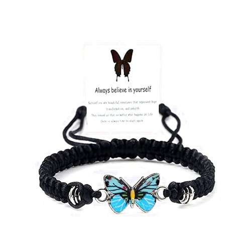 Atiptu Always Believe in Yourself Butterfly Bracelet Adjustable String Butterfly Bracelets Cute Butterfly Charm Bracelets Bracelet Suitable For Women Butterfly Jewelry