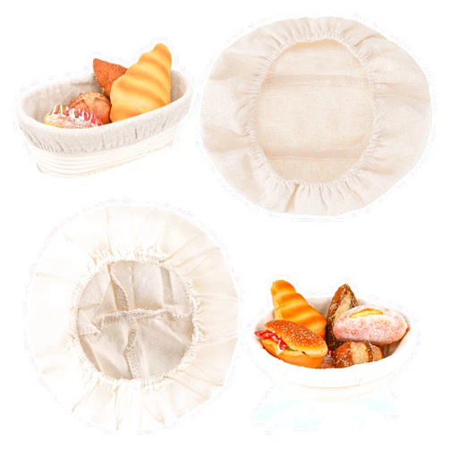 Mozeat Lens 2 Pcs Bread Proofing Basket Cloth Liner Baking Dough Basket Cover Natural Rattan Banneton Proofing Cloth for Bakery Home Baking, about 10 inches, Round + Oval