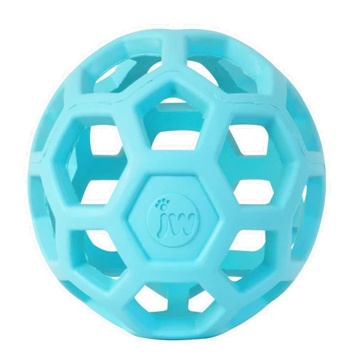 JW Pet HOL-ee Roller™, Dog Toy Puzzle Ball, Natural Rubber, Small (3 Inch Diameter), Blue