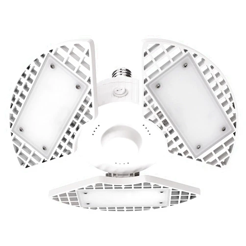 LUXRITE LED Garage Lights - 80W, 8000 Lumens, 3 Panel Bright White, Adjustable, Damp Rated, ETL Listed