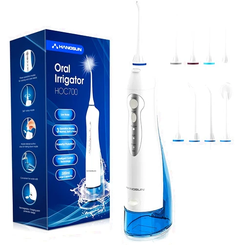 Hangsun Water Flosser Professional Cordless Rechargeable Dental Oral Irrigator Water Jet for Teeth Braces Care with 8 Jet Tips for Travel and Home Use