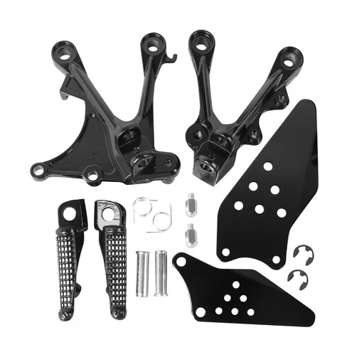 TCMT Black Front Foot Pegs Motorcycle Footpeg Footrest Bracket Set Fits For KAWASAKI NINJA ZX6R ZX-6R 05-08 ZX636 2005 2006 ZX6R ZX636 2005 2006 2007 2008