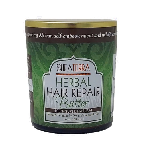 Shea Terra Organics Hair Repair Herbal Butter | Natural Hair Restoration and Dry Itchy Scalp Treatment - Rinse Out or Leave-In Conditioner - 4 oz