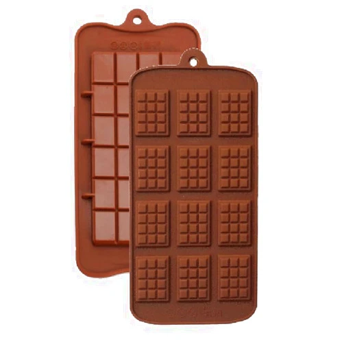 TOPOLMOLD 2 PACK Silicone Chocolate bar and Mini Rectangle Chip Thin Waffle Chocolate DIY Mold Break-Apart Chocolate Chip Silicone mold