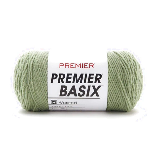Premier Yarns Basix, Solid Worsted Yarn, Made of Acrylic, Ideal Yarn for Crocheting and Knitting, 359 Yards, Sage