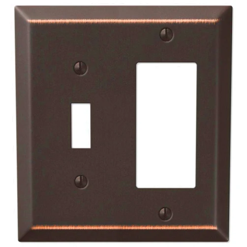 AMERELLE 163TRDB Century Single Toggle/Single Rocker Steel Wallplate in Aged Bronze