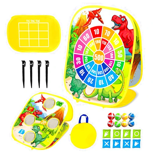 DESTRIC Bean Bag Toss Game-Toss Game Kit for Kids,Cornhole Board,Sandbag Throwing,Dart Board and Tic Tac Toe,Indoor Outdoor Throwing Games for Family Activity,Gifts for Age 3+ Years Old Girls Boys Toddlers