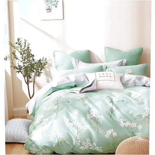 Say Yes Bedding Bianca Blue Floral 100% Cotton Reversible 3 Piece Duvet Cover Set Queen-Full