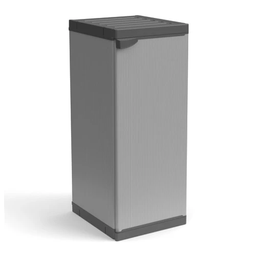 Adventa PVC and PP Resin Cabinet, 1 Door, 1 Shelf, Easy Assembly, Modular System, Durable, Suitable for Indoor and Outdoor Use, 34L x 40W x 85H cm, Grey and Black, Small, 4 Units
