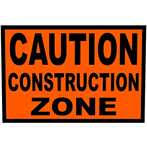 Cobb Promo Caution Construction Zone Vinyl Safety Banner with Multiple Sizes and Colors Indoor and Outdoor Eye Catching and Durable Signage Easily Hangable Made In USA (Orange, 2x3)
