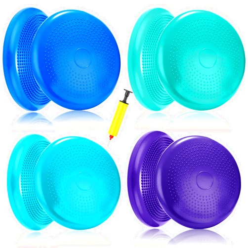 Sotiff 4 Pcs Wiggle Seat Flexible Inflated Wobble Cushion Stability Balance Pad Balance Disc Sensory Seat for Kids Men Women Physical Therapy Fitness Exercise Home School 13.4 Inch