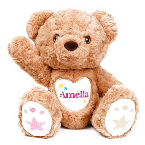 Individz Personalized Plush Bear with Embroidered Name, Custom Bear Stuffed Animal, Personalized Baby Girl Toys, 1-14 Year Old Girls Birthday Gifts for Baby Boys Girls Toddlers Newborn (Brown-Bear)