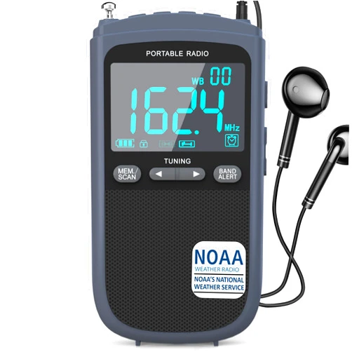 Greadio NOAA Weather Alert Radio, AM FM Radio Portable with Best Reception,Transistor Radio with 900mAh Rechargeable Battery,LCD Display,Earphone Jack,Digital Clock,for Emergency,Hurricane