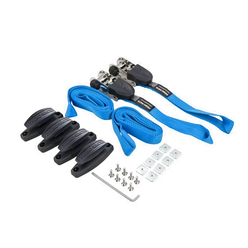 Rhino Rack Pioneer Platform Ratchet Tie Down Kit with Cleats, Easy Use & Installation, Heavy Duty; for All Vehicles, Low Profile, 2 Tie Down Straps, 4 Anchors & Hardware Included (43175)