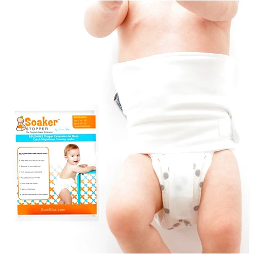 Baby Blowout Blocker Soaker Stopper Diaper Extender - Washable & Reusable Diaper Extension for Disposable Diapers and Cloth Diapers | Leakproof Diaper Cover Prevent Nighttime Leaks (White, Size 1 (14-20 Inch Waist))