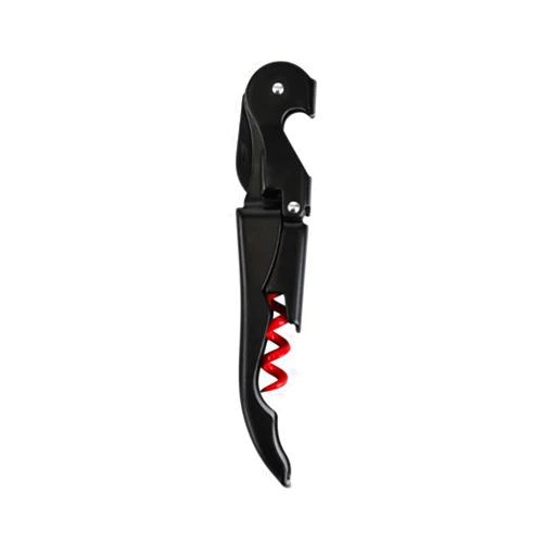 True Truetap Double Hinged Waiters Corkscrew Bottle Opener with Foil Cutter, Professional Wine Key for Servers, Black/Red