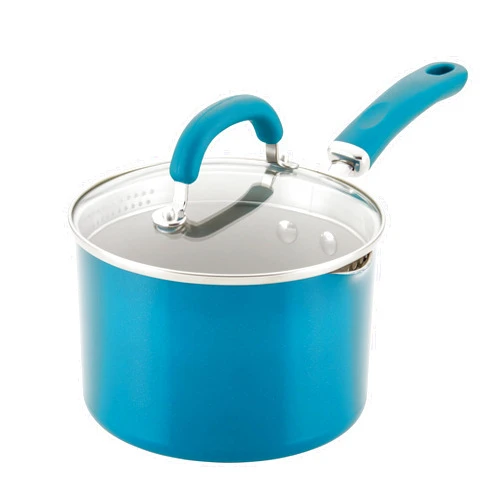 Rachael Ray 12020 Create Delicious Nonstick Sauce Pan / Saucepan with Straining and Lid, 3 Quart - Teal Shimmer
