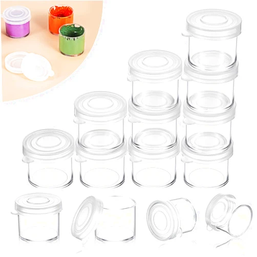 Outus Small Paint Cup with Lids, Plastic Mini Paint Containers DIY Craft Storage Containers Craft Paint Cup for Paint Beads Seeds Clay or Others (25 Pieces)