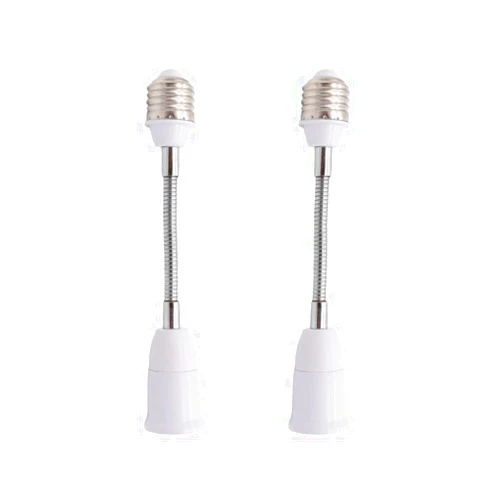 YKCGG E26/E27 Light Socket Extender Adapter,20cm/8 inch Light Bulb Extension,E26 to E26 Socket Extender,Bendable Flexible Gooseneck Adjustable Extension Socket Extender Adaptor (2 Pack)
