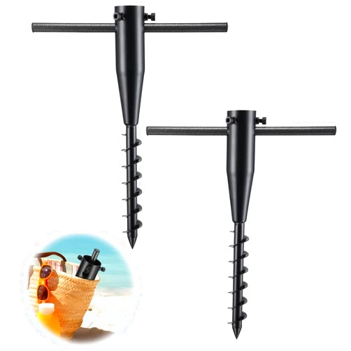Feblomst Beach Umbrella Sand Anchor, Metal Umbrella Stand, Portable Umbrella Anchor Base for Outdoor Yard Garden, Heavy Duty In-Ground Anchor Rust-Proof, Fit 1.3”-2” Diameter Pole, No Dig Easy Install, 2 Pack