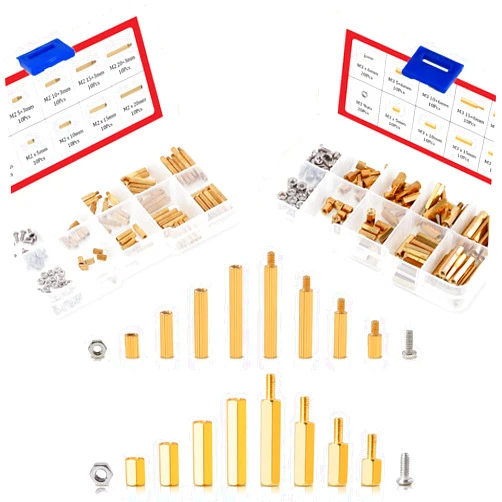 Hilitchi 240Pcs M2 M3 Male Female Hex Brass Spacer Standoff Screw Nuts Hex Standoff M2 Threaded Pillar Motherboard Assortment Kit