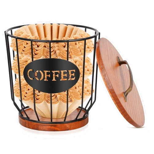 Widousy Coffee Filter Holder with Lid, Large Capacity Basket for Coffee Filters, Coffee Filter Holder Storage, Coffee Station Organizer and Coffee Bar Accessories, Coffee Bar Decor