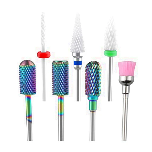 Aieil Nail Drill Bits Set 7PCS Carbide Ceramic Acrylic Cuticle Nails Art Files Manicure Pedicure Tools 3/32