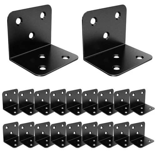 Riuog 20 Pcs Metal Corner Braces, 1.5in L Brackets for Wood, 90 Degree l Bracket Wide Corner Black Metal Corner Bracket for Wood Furniture Bed Chair