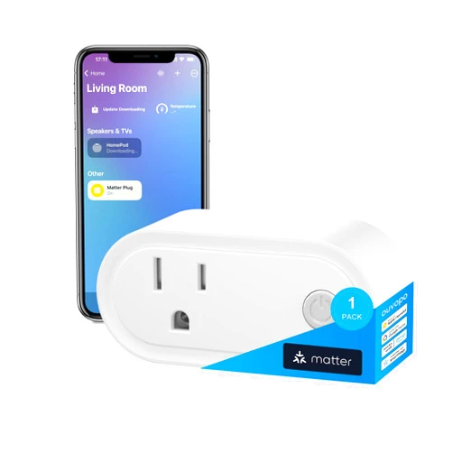 OUVOPO Matter Smart Plug, 15A & Reliable Wi-Fi, Support Apple HomeKit, Siri, Alexa, Echo, Google Assistant and Nest Hub, App Control, Timer, No Hub Needed, 2.4G WiFi Only