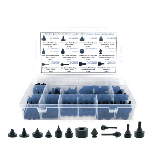 Dsnaduo 160 PCS Black Rubber Bumper Assortment, Automotive Rubber Bumper Stopper, Rubber Stop Bumper Compatible With GM Ford and Chrysler Replace 20030, 8210, fit many models
