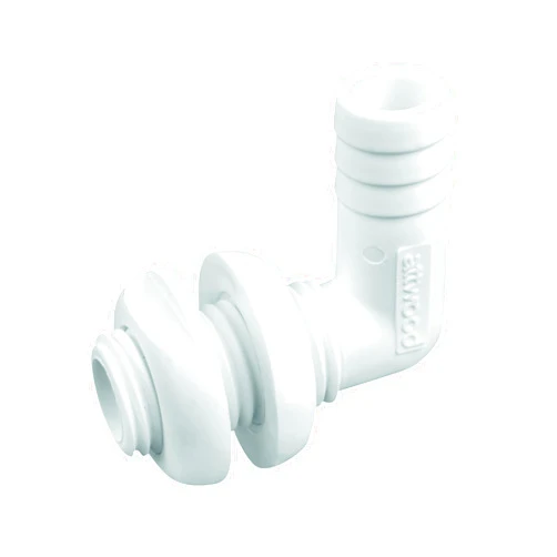 Attwood 3877-3 Polypropylene 90-Degree Thru-Hull Connector, White Finish