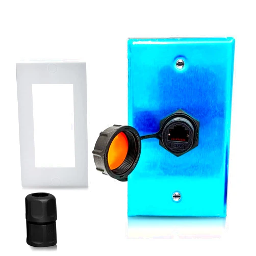 ETS Outdoor Ethernet Jack Wall Plate Weatherproof IP67 RJ45 Connector Jack Waterproof Ethernet Bulkhead Connector, Female to Female Ethernet cable connector, (WPRJ45SPT)