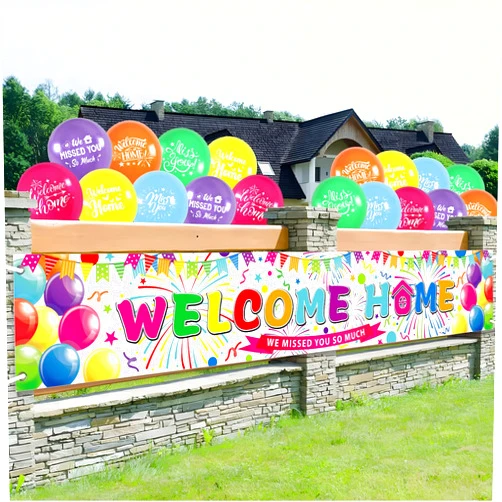 Miraitowa Welcome Home Banner, Welcome Home Decorations, Welcome Home We Missed You So Much Banner with 30 Balloons Party Decoration for Home Party Supplies