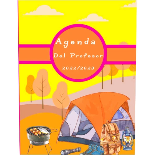 Pink Art Agenda Agenda del Profesor 2022-2023: Grande Cuaderno del Profesores 2022 2023 A4 -Camping- semana vista español, Calendario educacion , diario regalos (Spanish Edition)