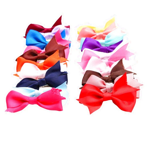 Aolier 20 pcs Colorful New Alligator Clips Girls Bow Ribbon Kids Sides Accessories Beauty Makeup Hair Clip Cute Beauty Jewelry 20 Colors V-Rib Swallowtail Ribbon Baby Bow Hair Clip