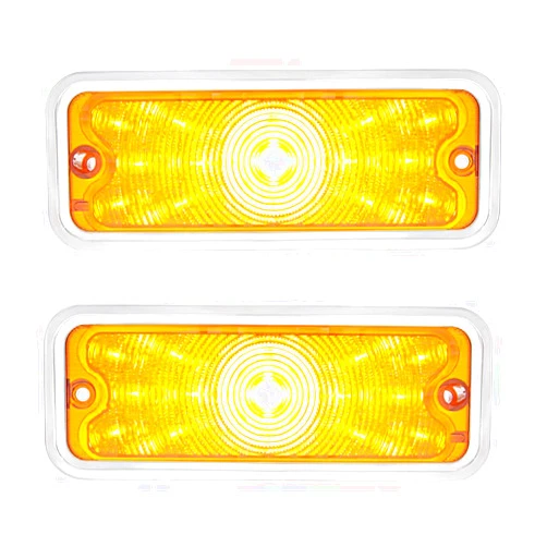 United Pacific 111108 17LED Front Parking Light w/SS Trim for 1973-80 Chevy/GMC Truck, Injection Molded, 1157 Plug – Amber Lens – ONE Set (Pack of 2)