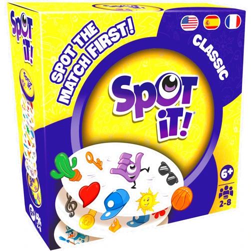 Zygomatic Spot It! Classic Card Game (2024 Refresh) - Eco-Sleeve Edition, 5-in-1 Visual Perception Game for Quick Reflexes and Family Fun, Ages 6+, 2-8 Players, 10 Minute Playtime, Made