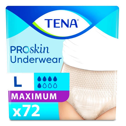TENA ProSkin Large Nude-Colored Adult Female Moderate Absorbency Protective Disposable Underwear, 72 Count