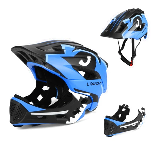 Lixada Kids Bike Helmet Adjustable Detachable Full Face Helmet for Cycling Helmet for Children Bicycle, Skateboard, Scooter, Protective Gear (20.5-22 Inches)
