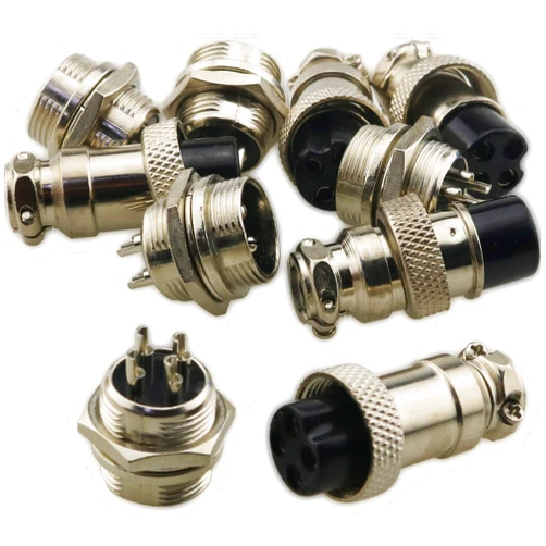 JJHXSM 5pcs GX16 4Pins Panel Metal Mount Circular Metal Aviation Connector Adapter Male Female Plug Socket