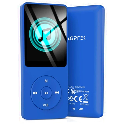 AGPTEK A02S 16GB MP3 Player, 70 Hours Playback Lossless Sound Music Player, Supports up to 128GB, Dark Blue