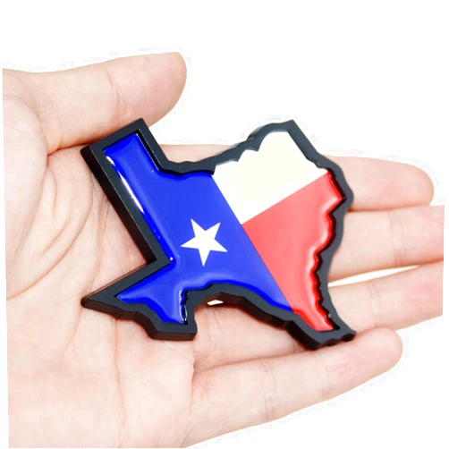 Generic 1Pc Texas Flag in Shape of Texas State Edition Emblem Decal Lone Star 3D Badge Sticker Replacement for Universal Car SUV Truck Vehicle (Black Blue Red)