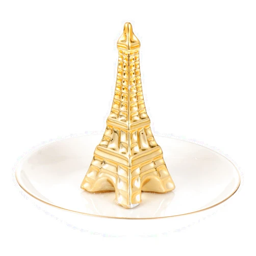 DOITOOL Eiffel Tower Ring Holder Ceramic Jewelry Storage Dish Plate Trinket Tray Decorative Jewelry Display Holder Stand Organizer for Rings Earrings Necklace