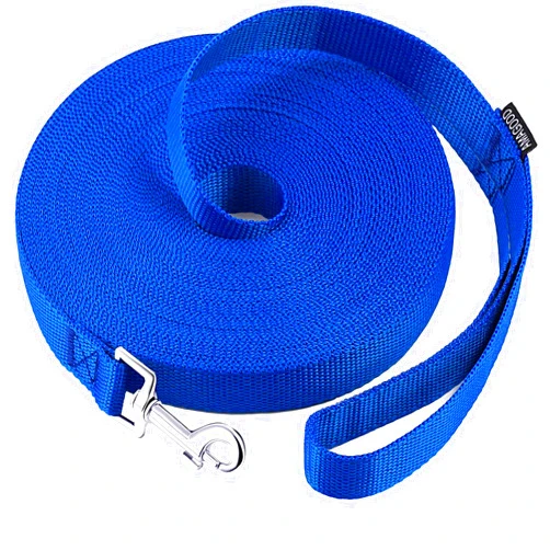 AmaGood Dog/Puppy Obedience Recall Training Agility Lead-15 ft 20 ft 30 ft 50 ft Long Leash-for Dog Training,Tie Out,Play,Safety,Camping (50 feet, Blue)