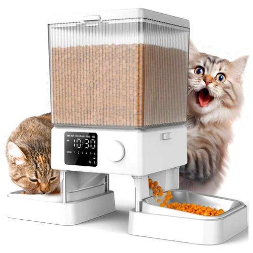 oneisall Automatic Cat Feeder for 2 Cats, 20 Cups/5L Automatic Cat Food Dispenser for Small Pets Indoor, Timed Cat Feeder for Dry Food(White)