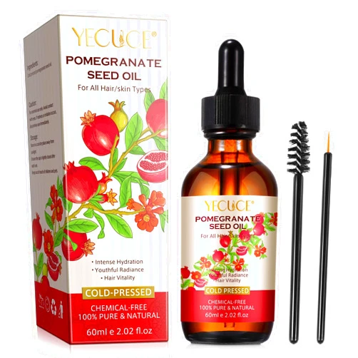 QJCWXIAOX Organic Pomegranate Seed Oil, Pure & Natural Pomegranate Seed Oil for Body, Face & Skin, Cold Pressed Essential Oil for Anti-aging Skin Care,Glass Bottle Moisturizer Oil for Body
