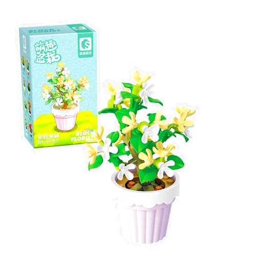 MEIEST Mini Flower Succulent Bonsai Building Block Set,Simulation Pot Plant Artificial Particle Flower Botanical Collection Construction Building Bricks Toy,Cute Home Decors (Fragrans)