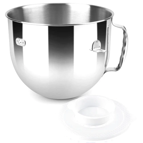 Kitwanda Stainless Steel Lift Bowl Compatible with Kitchenaid 7-qt. Mixing Bowl with Ergonomic Handle and Lid