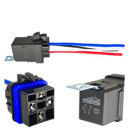 irhapsody 4-PIN 40/30AMP 12V DC Waterproof Relay with Harness - Heavy Duty 12 AWG Tinned Copper Wires, 1 Pack SPST Automotive Relay